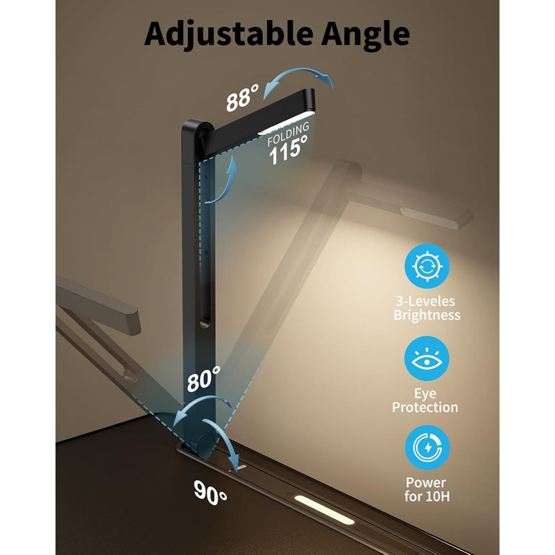 Laptop Table with LED Desk Light,Height Adjustments,Black