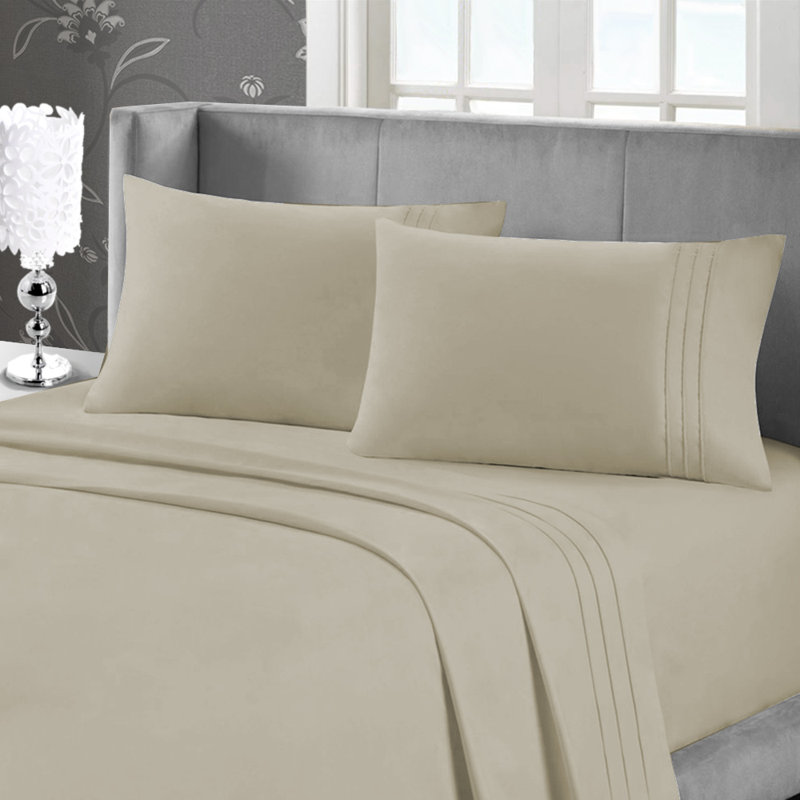 Ensemble de draps en microfibre Casden, Double, Lin