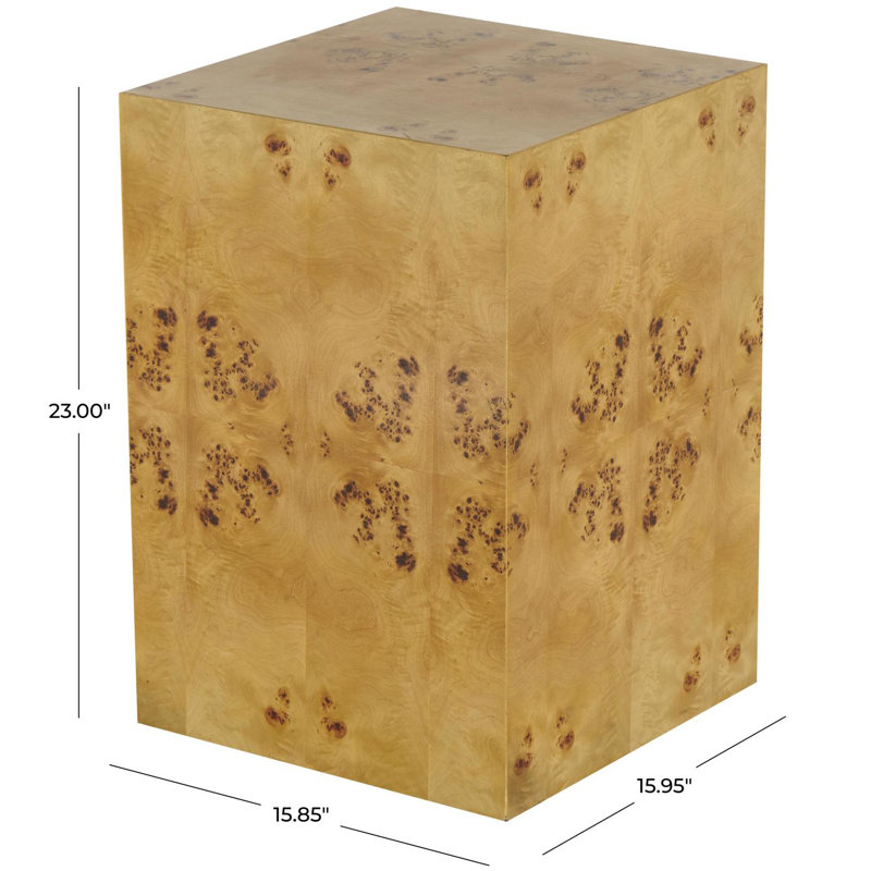 Cole And Grey Wood Square Cube Accent Table With Wood Grain Patterns