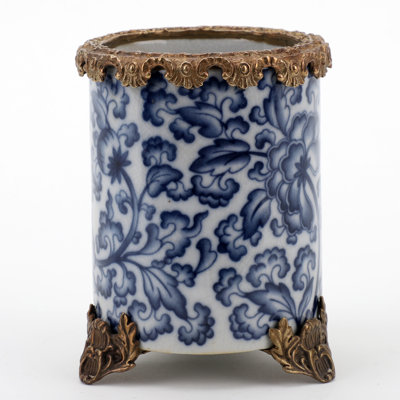 Porcelain Round Vase Blue and White Floral