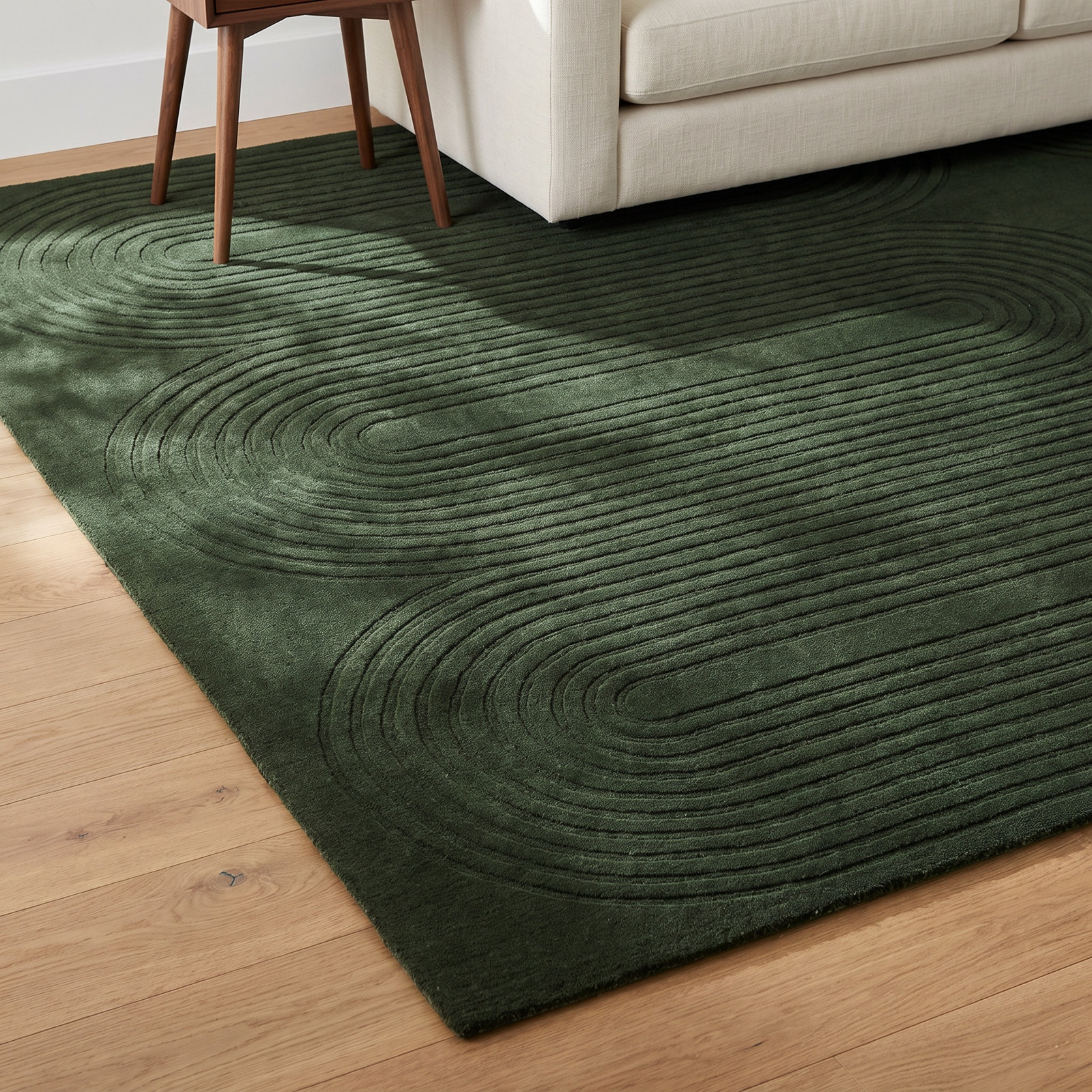 Tillie Green Hand-Tufted Geometric Wool Rug, Rectangle 8' x 10'