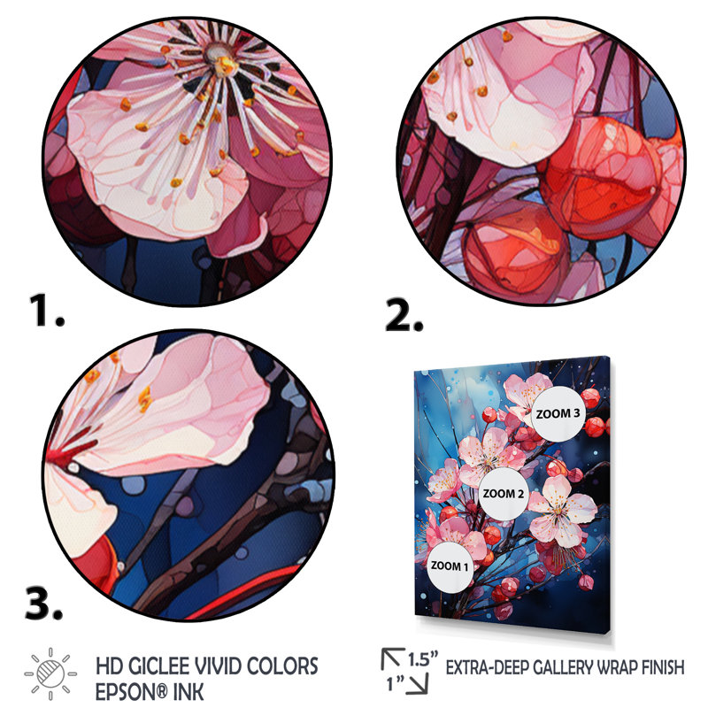Fleur de pommier cubiste Fusion III - impression d'art mural floral, Cadre d'angle fermé noir, H 20 po x l 12 po x P 2 po