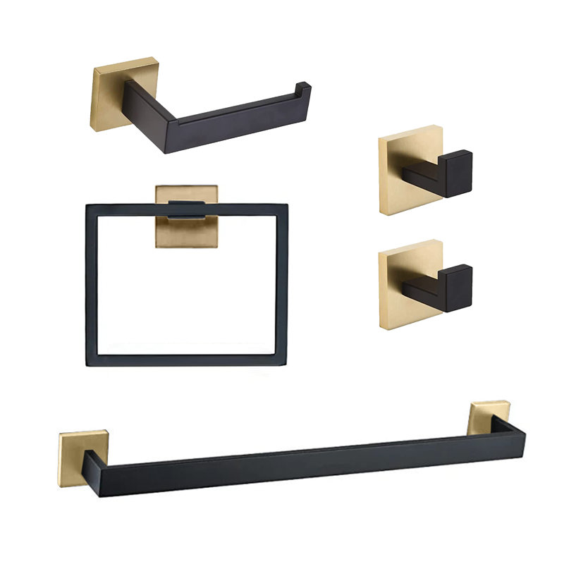 5 - Piece Bathroom Hardware Set, Golden/Black