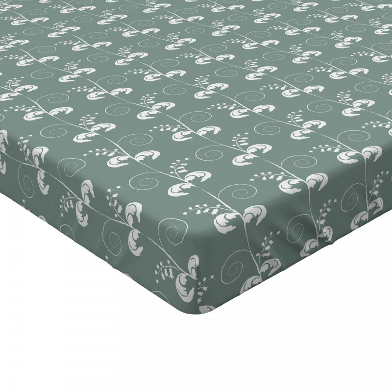 Drap-housse floral, Drap-housse de taille double, Motif floral vert