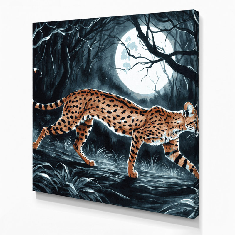 "Wildlife Genet", art mural sur toile gris, 32" H x 32" W