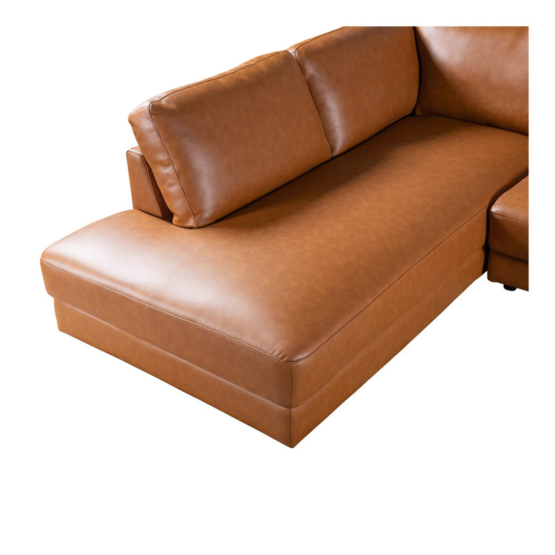 Canapé modulaire Glander - Cuir cognac, Orienté à gauche (vu de face)