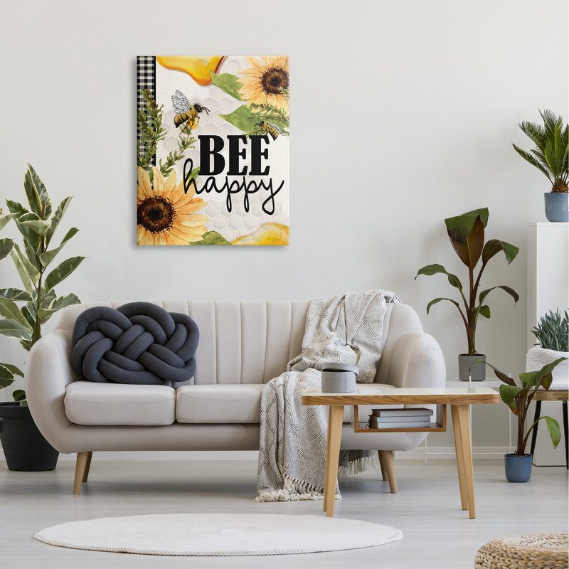 Abeille, insecte, tournesol heureux, H 30 po x l 30 po x P 1,5 po, Plaque murale