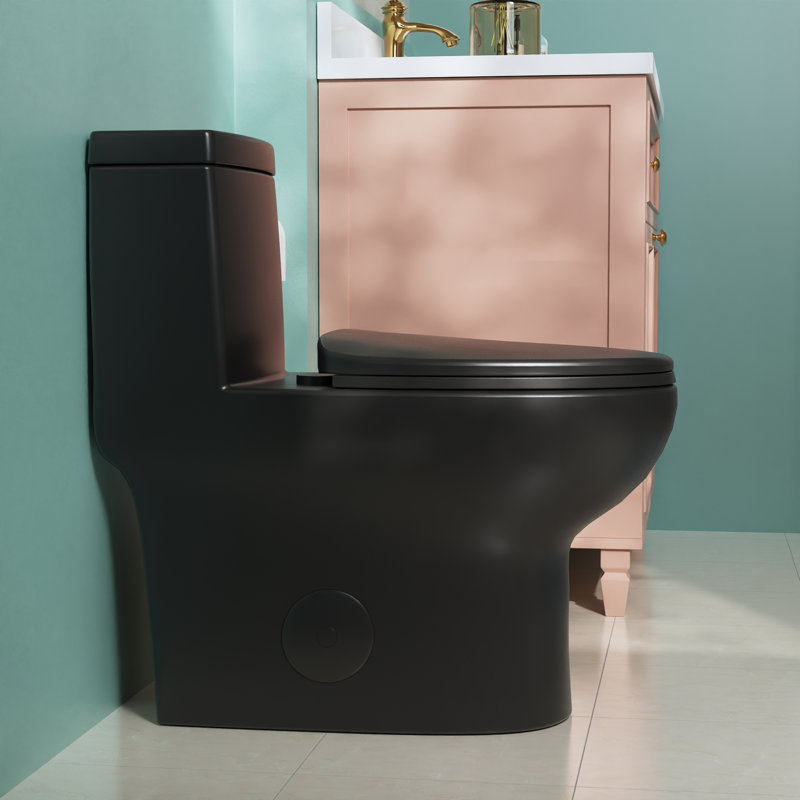 Ally Standard Bathroom Toielt, Modern Toilet with Comfort Chair Height Floor Mounted(Seat Included), 12, Black