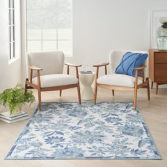 Waverly Sun N' Shade Shore Thing Ivory Blue 10' x 13' Area Rug