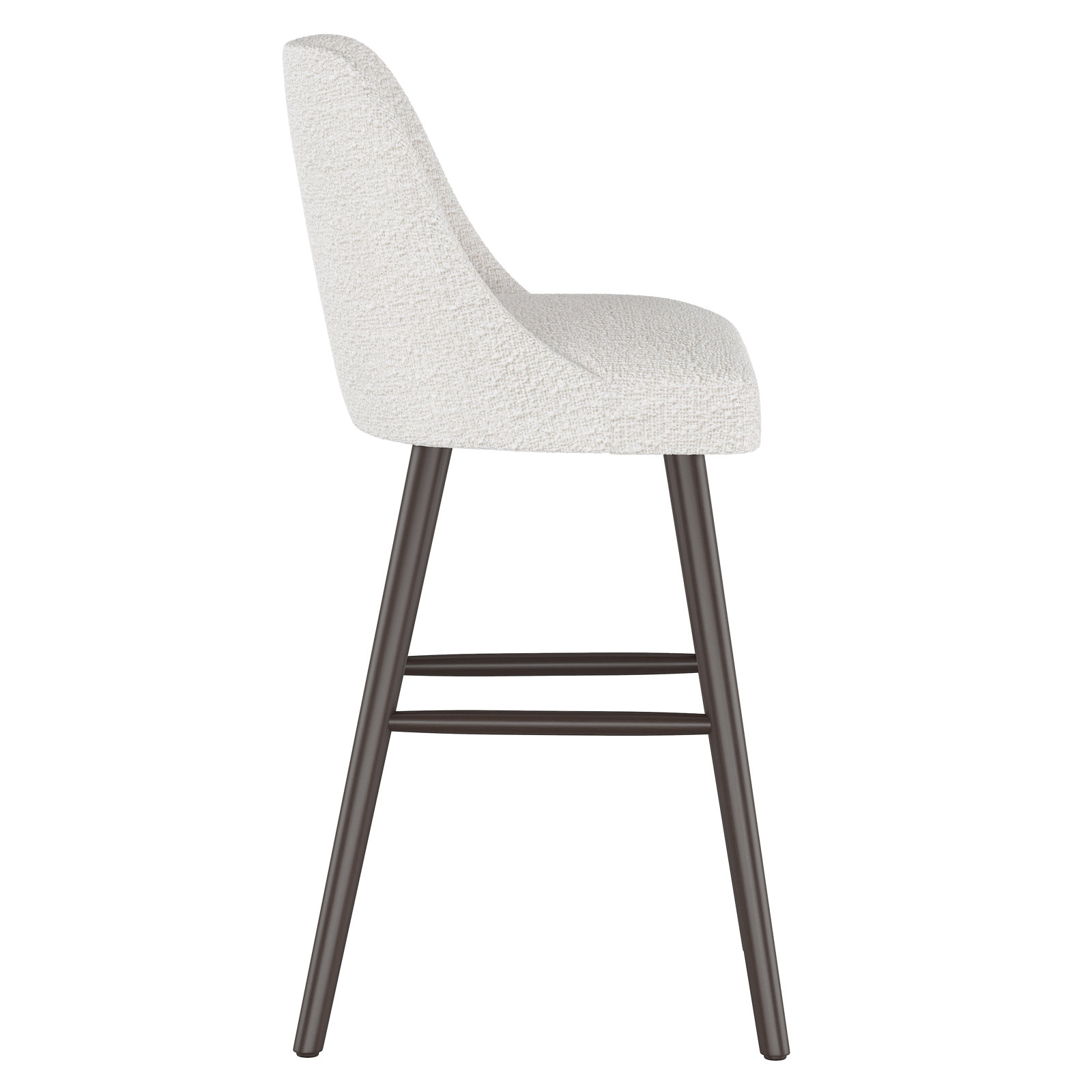 Gallie Mid-Century Modern Stool, Bar Stool (31” Seat Height), Espresso, Classic Snow Boucle