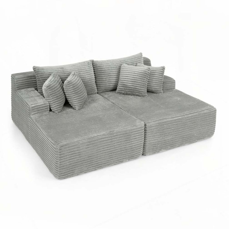 2-Seaters Sofa,Chaise Lounge Sofa, Gray