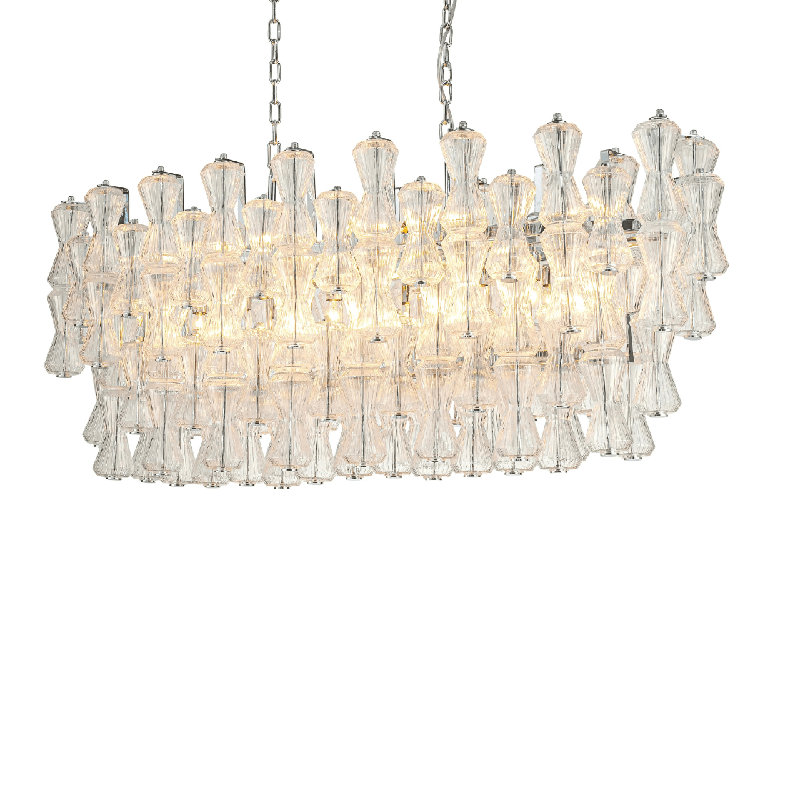 Lustre ovale en verre transparent 22 lumières Ledbury, Chrome chrome