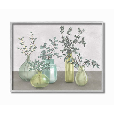 «Plants in Vases Neutral Gray Design» par Ziwei Li - impression d'art graphique