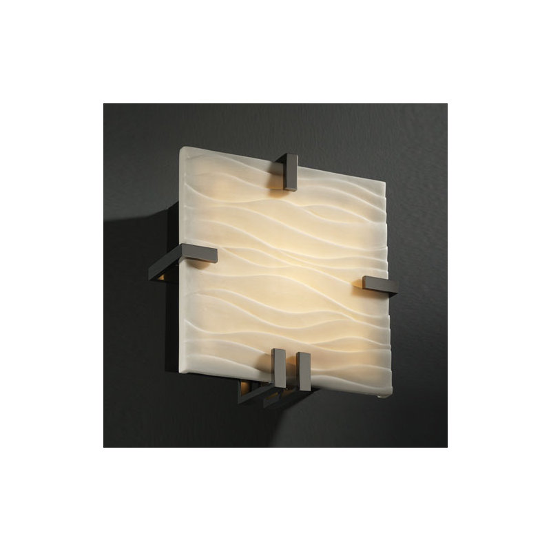 Applique murale 1 lumière Porcelina clips, Nickel brossé, Vagues