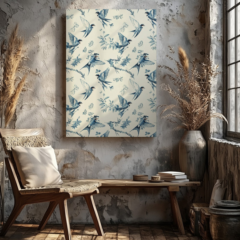Toile, conception délicate de papier peint mettant en vedette un ensemble d'art mural d'oiseaux en vol, H 30 po x l 30 po