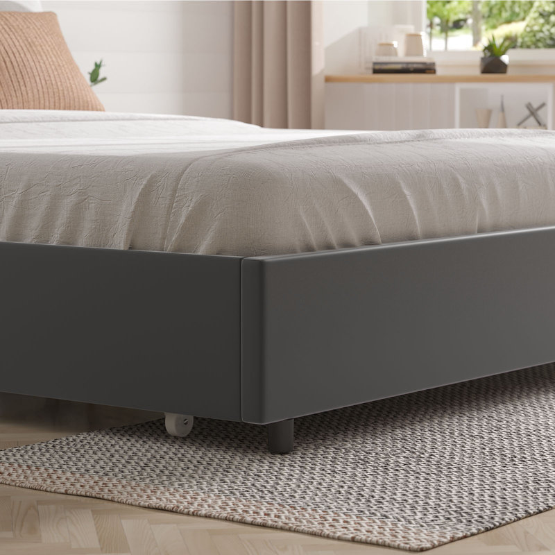  Lit plateforme en velours avec 4 tiroirs de rangement Monica, Double, Gris