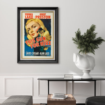 Vintage Noir Detective Movie Poster Artwork, This Gun for Hire Pictures, Framed Canvas Giclee Print Wall Art