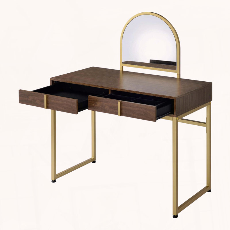 Bureau de coiffeuse avec miroir et plateau à bijoux