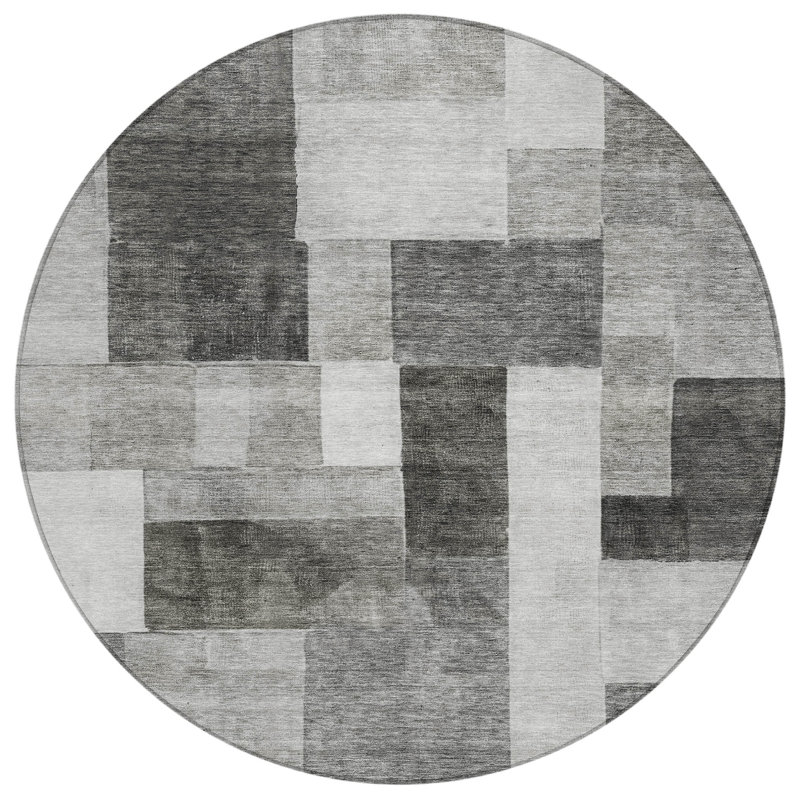 Wovari Gray Washable Indoor-Outdoor Rug - , 8' x 8'