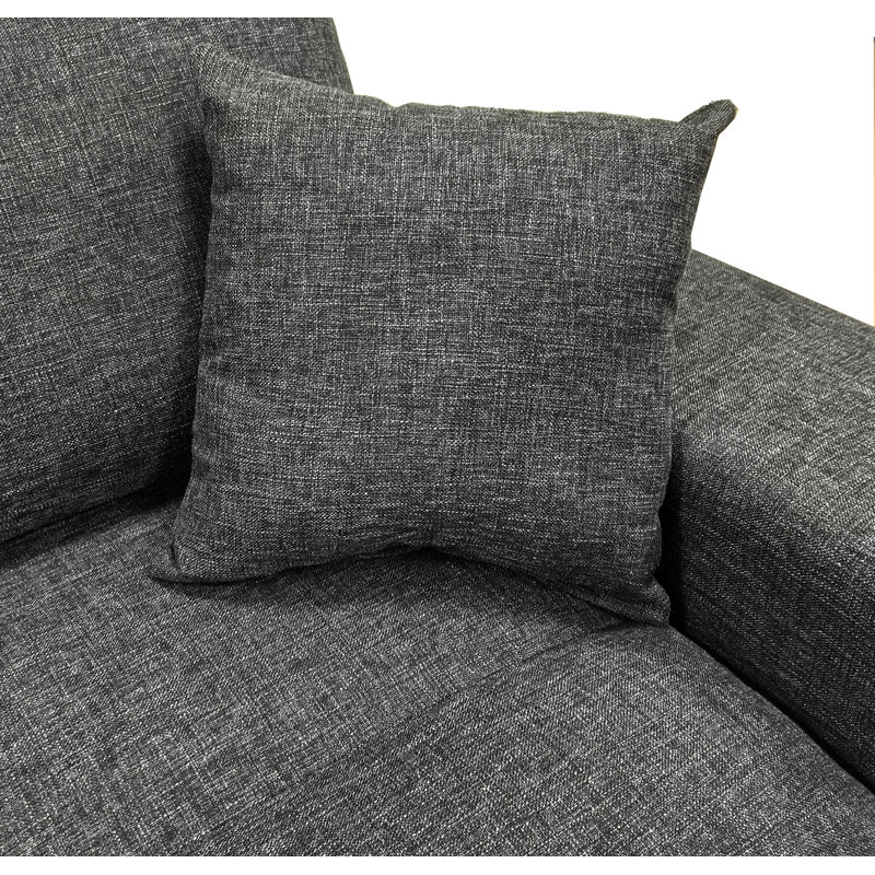 Anchoretta 134" Wide Reversible Modular Sectional with Ottoman, Black Gray Linen