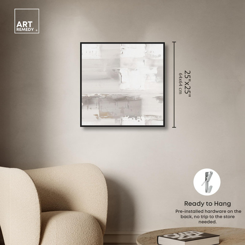 Tapisserie glaciaire par Art Remedy, H 25 po x l 25 po, Cadre flottant, Noir
