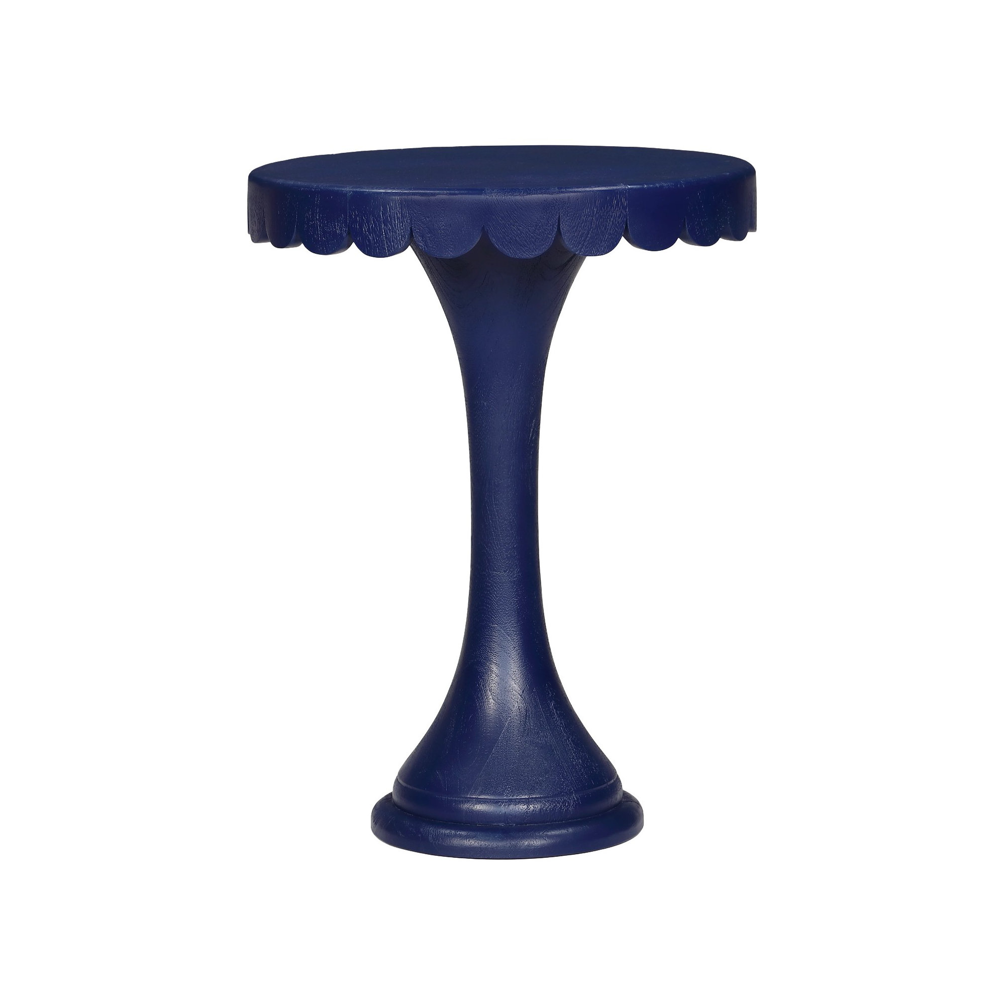 Linda Scalloped Round Drink Table, Navy Blue