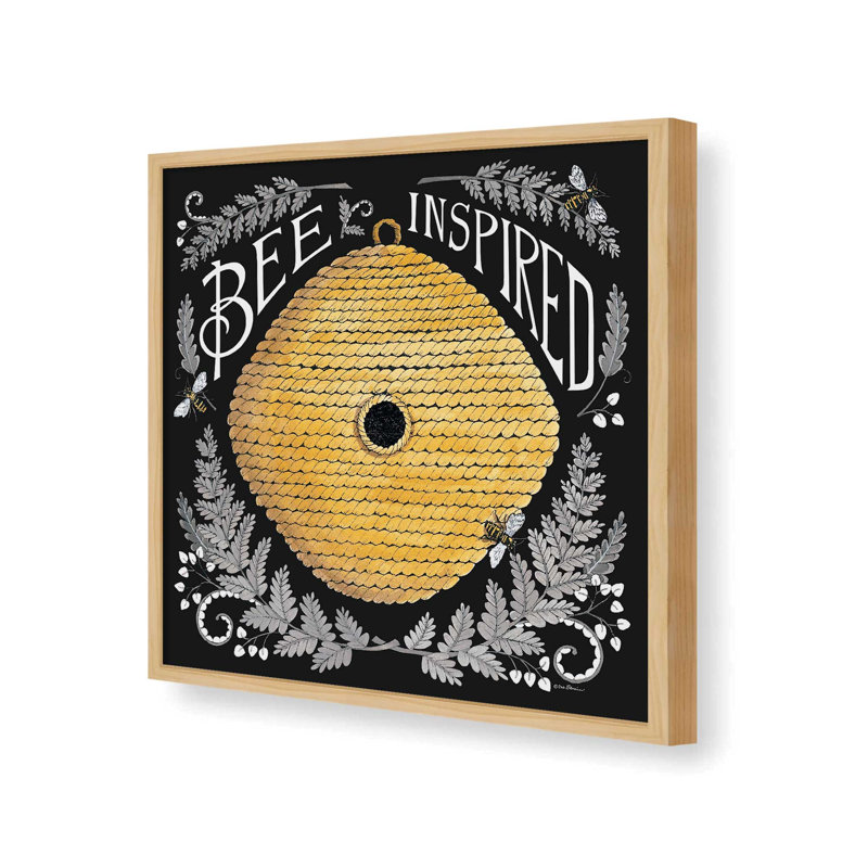 Bee Inspired by Deb Strain Art Print, L 36 x H 36, Érable, Impression encadrée