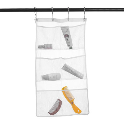 Caddy Organiser - Noir - Rangement suspendu à 6 poches pour tringle à rideau de douche pour salle de bain, jouets et accessoires de salle de bain
