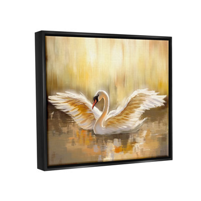 «Red Barrel Studio® Swan Wings Sunlit Wildlife Pond», art mural encadré par Ziwei Li
