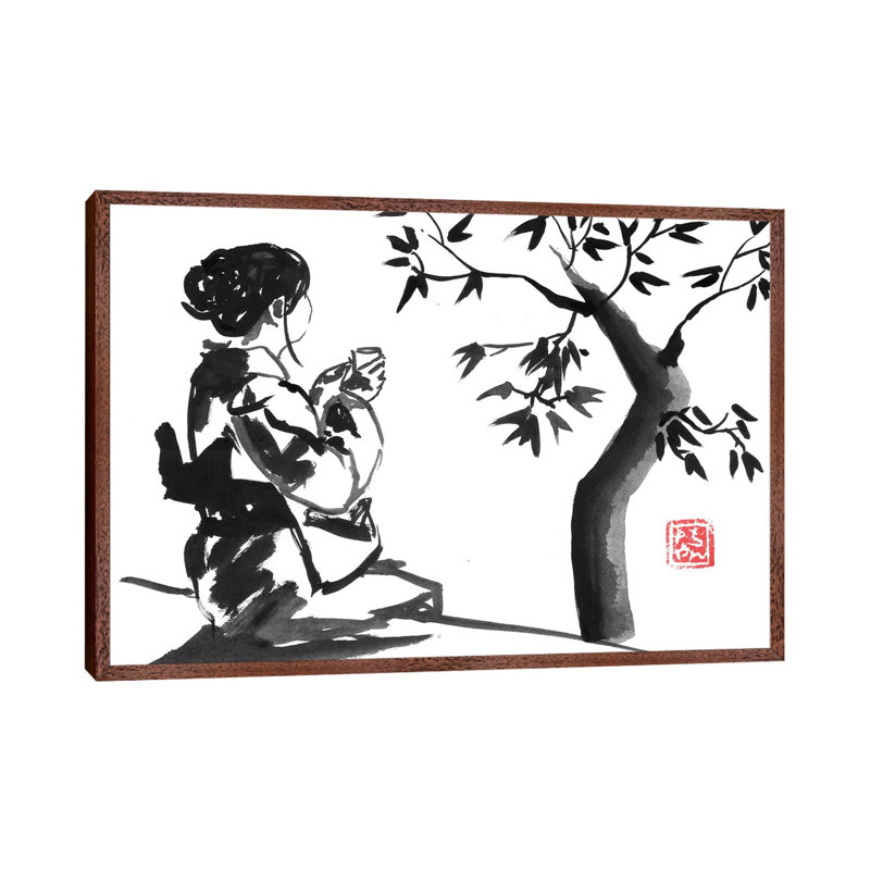 Tea Time by Péchane - Print on Canvas, 152.5 cm H x 101.5 cm W, Classic Brown Wood Framed