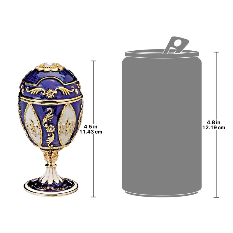 Enameled Eggs Pewter Decorative Box, Purple