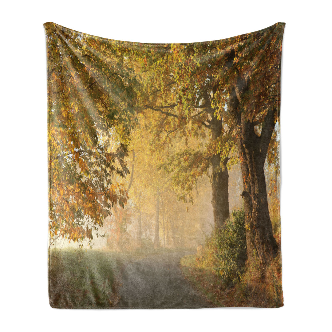 Weich Flanell Fleece Decke, Misty Autumn Morning, Landschaft, Pale Kaffee Grün