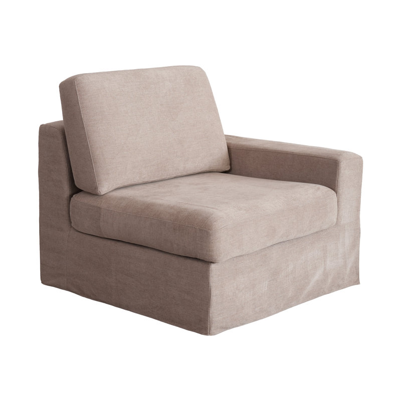 Oecusse Upholstered 38.6 " Linen Sectional, Khaki