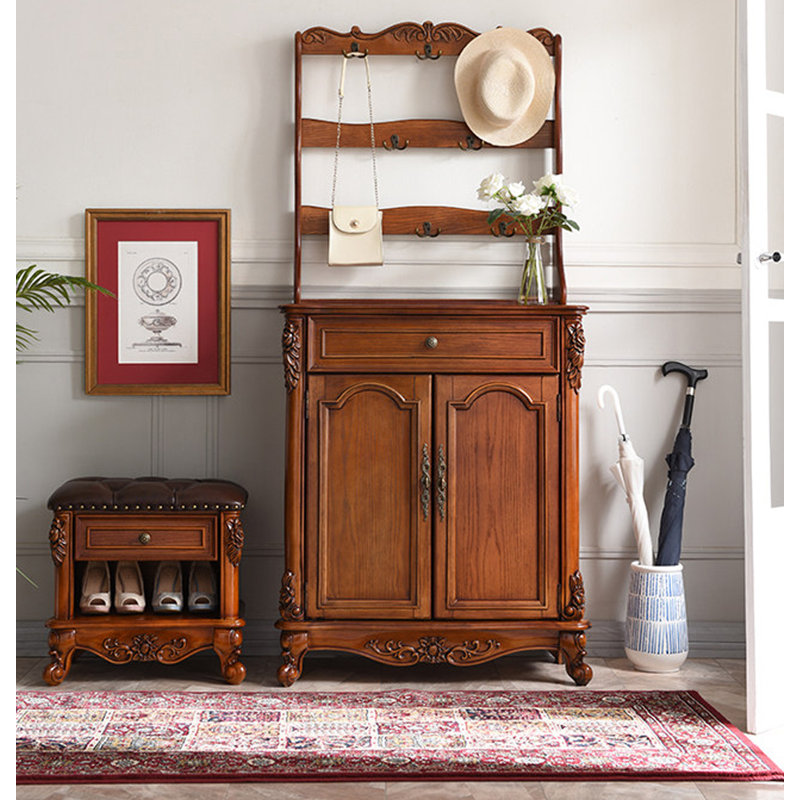 Armoire à chaussures en bois massif de style américain pour entrée de maison