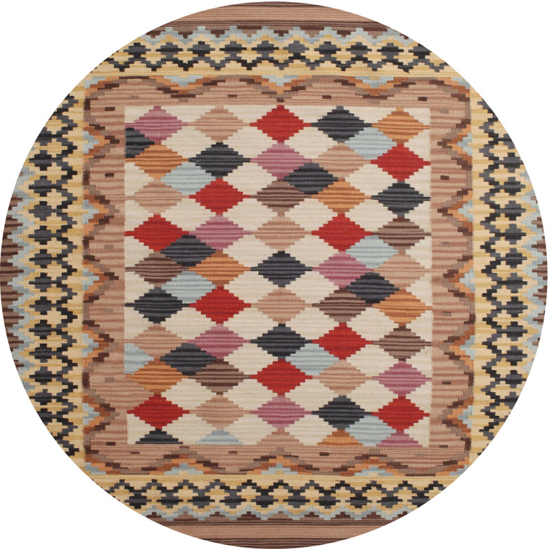 Tapis géométrique brun, Rond 8 pi