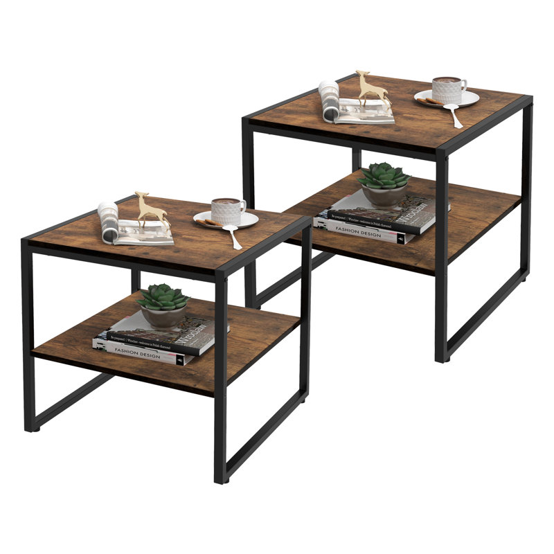 Table de chevet en métal brun / noir Kornokipos