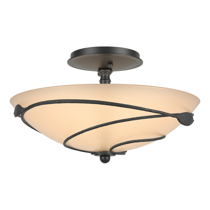 Leaf Semi Flush Mount, Black, Sand, 8.2" H x 13.5" W x 13.5" D