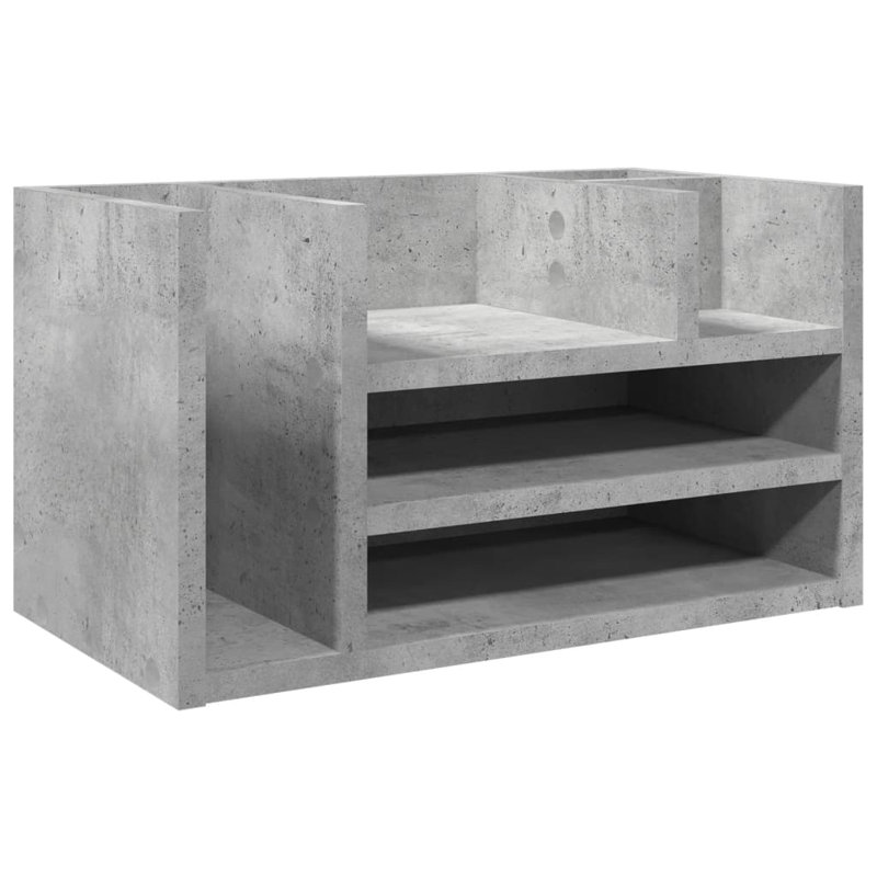 Organisateur de bureau en bois d'ingénierie 17,5 x 9,4 x 9,8 po, Gris béton