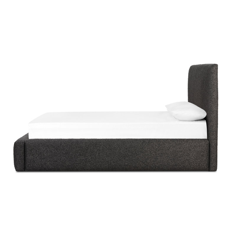Azar Upholstered Platform Bed, King, Lisbon Charcoal