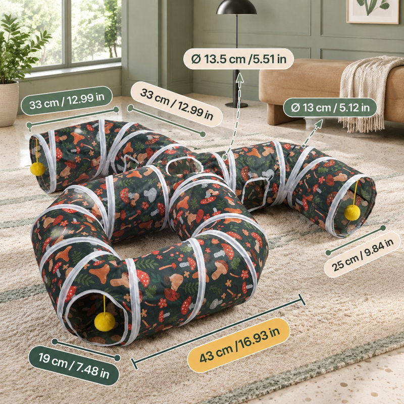 Ce tube de jeu intérieur en forme de pieuvre, résistant aux déchirures, combine une balle de jeu, une construction pliable et un trou d'observation interactif ; il est destiné aux chatons, aux chiots et aux lapins.