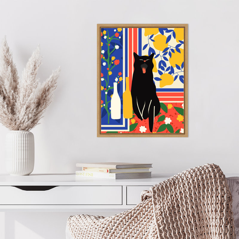 Paws and Patterns Cat by Mauriello Framed Canvas Wall Art Print, 20" H x 16" W