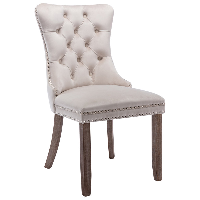 Atherton 52.5cm H Velvet Upholstered Parsons Chair, Beige