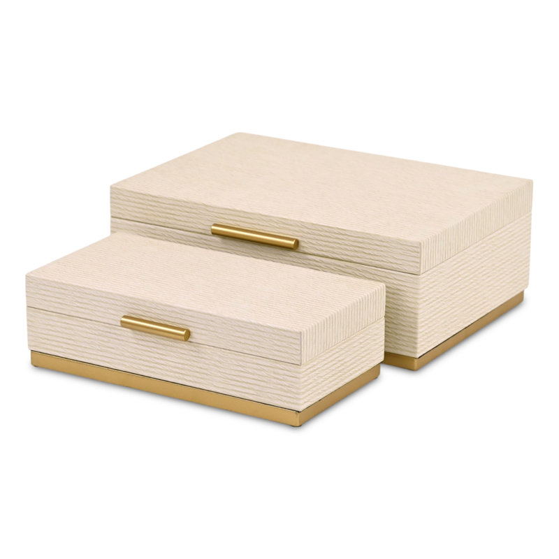 Ensemble de boîtes rectangulaires Kain, Crème, crème