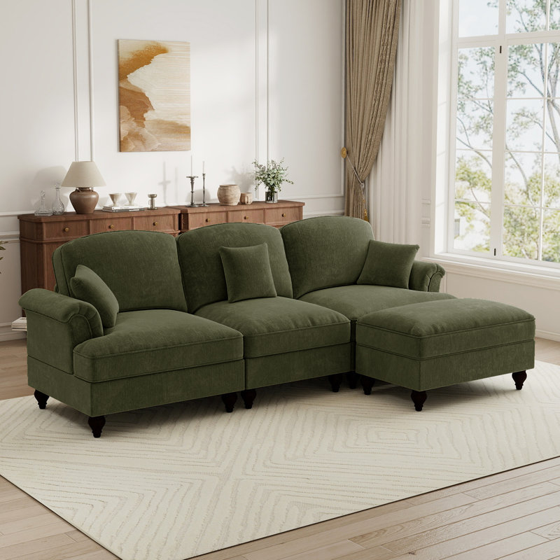 Sectionals Sofa, Living Room Set, L Shape Sofa, For Living Room, Green Chenille