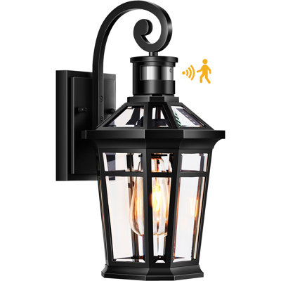 Motion Sensor Outdoor Wall Lights, Black Dusk to Dawn Porch Light Wall Mount