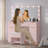 Small Makeup Vanity Desk with LED Mirror Lights, RGB Color-Changing Storage Cabinet, Power Outlet, Drawer and Shelves, 3 Light Modes, for Bedroom-882097624