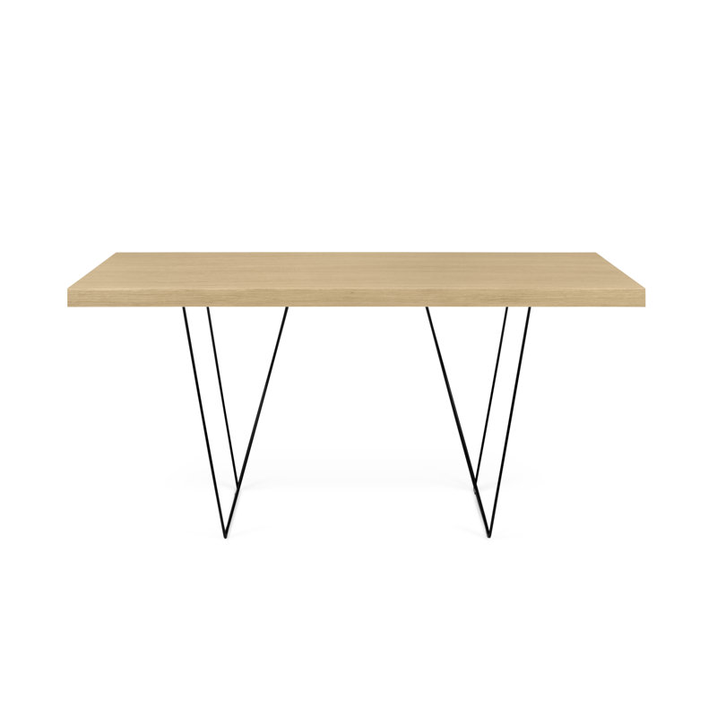 Frethi Metal Base Dining Table, Oak, 30" H x 63" L x 35" W