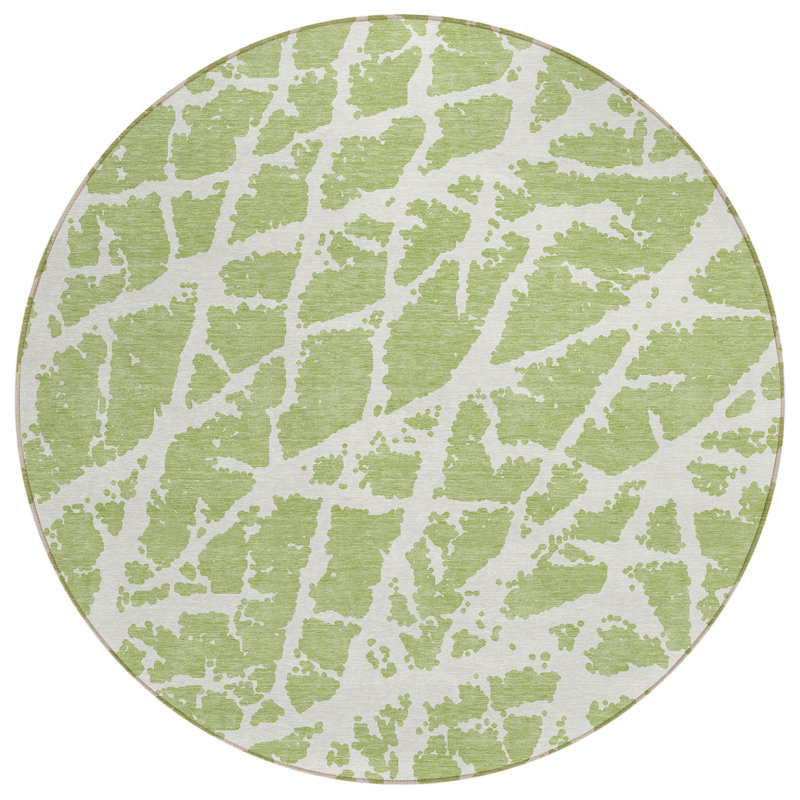 Kyrie Washable Abstract Indoor / Outdoor Rug, Round 8'