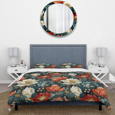Ensemble de housse de couette fleurs bleues et blanches