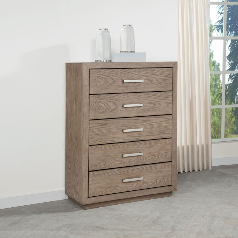 Gursevak 5-Drawer Bedroom Chest Barley Brown